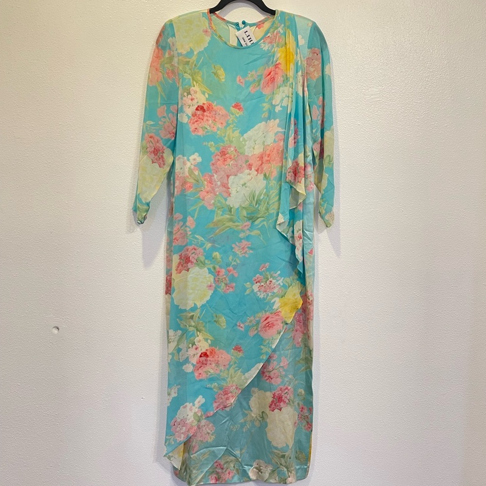 LIHLI Floral Silk Maxi Column Dress